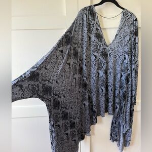 Snake Print Flowing Poncho Top